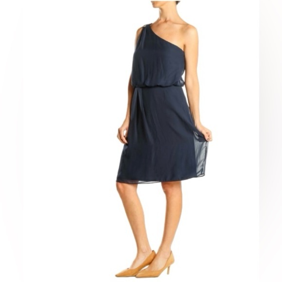 Adrianna Papell  One Shoulder Chiffon Cocktail Dress - Picture 1 of 7